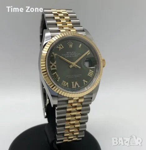 Rolex Datejust 36mm Two-Tone Yellow Gold Green Dial Diamond Automatic Дамски Различни Варианти, снимка 9 - Дамски - 48183096