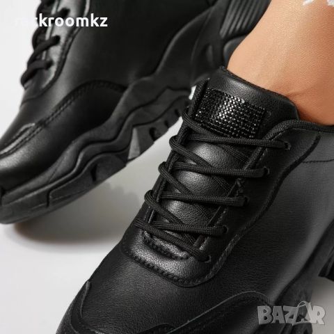 ХИТ модел дамски маратонки от кожа в черен цвят модел: H172 all black , снимка 3 - Маратонки - 45146229
