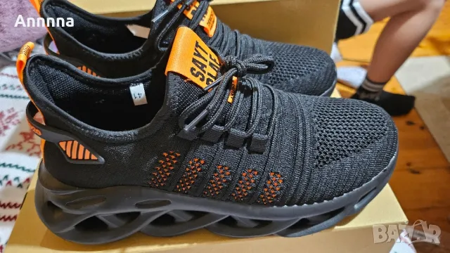 маратонки черно и оранжево, дишащи, снимка 1