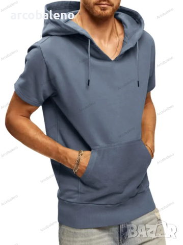 Мъжка ежедневна тениска с качулка и къс ръкав, 5цвята , снимка 15 - Тениски - 40243201