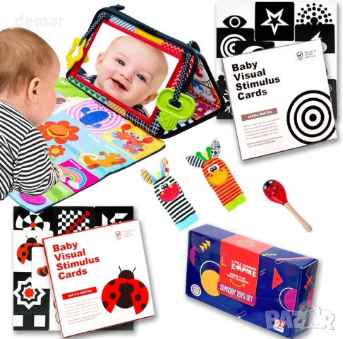 Little Learner Empire Комплект бебешки сензорни играчки, 36 части, подарък за новородено 