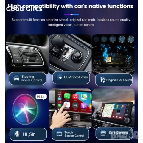 Безжичен адаптер за кола Apple CarPlay Android Auto, снимка 4 - Аксесоари и консумативи - 46169731