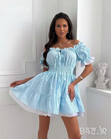 Елегантна Синя Дамска Рокля 