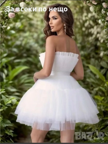 Дамска Бяла Кукленска Рокля От Тюл Тип Пачка Код S325, снимка 2 - Рокли - 52429065