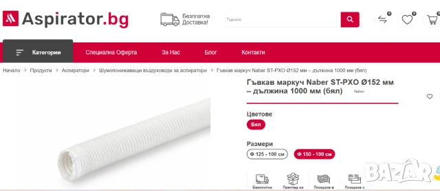 Шумопонижаващ въздуховод PVC въздуховоден гъвкав Inntek, диаметър 150 мм, дължина 3 м -за аспиратор, снимка 6 - Други - 53437218