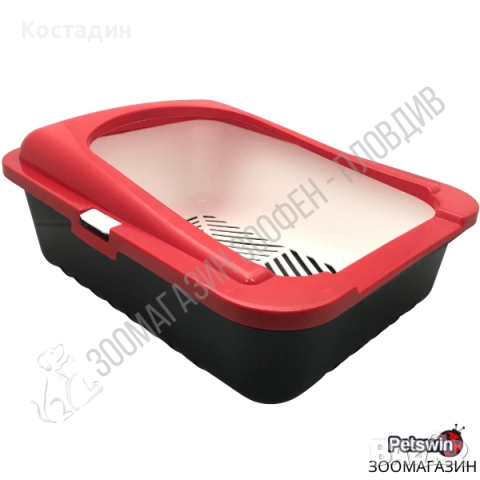 Котешка Тоалетна - с Борд - 50/38/19см - Червен/Черен - Ръчно Самопочистващ се Съд, снимка 2 - За котки - 51456262