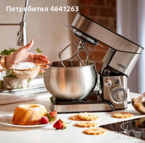 Планетарен миксер Voltz V51115F – мощност 1600W и 5L купа от инокс за перфектно тесто и кремове, снимка 2 - Миксери - 52217303