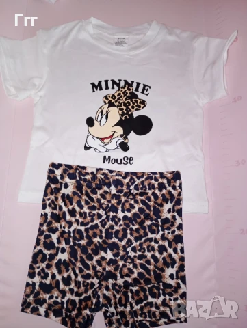 Детски комплект тениска и къси гащи Мини Маус за момиченце 9-12м 74-80см