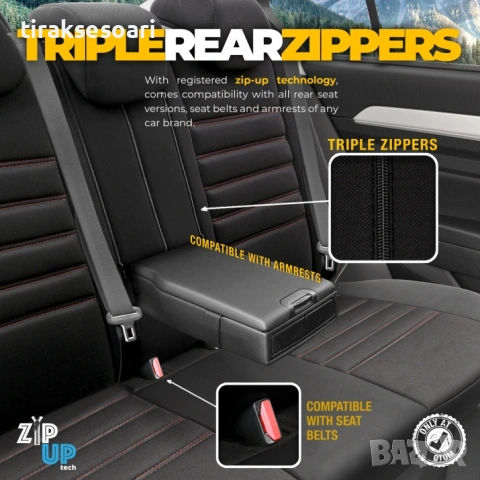 Луксозна тапицерия OTOM Individual Design черна с червен шев – универсален комплект , снимка 6 - Аксесоари и консумативи - 53625091