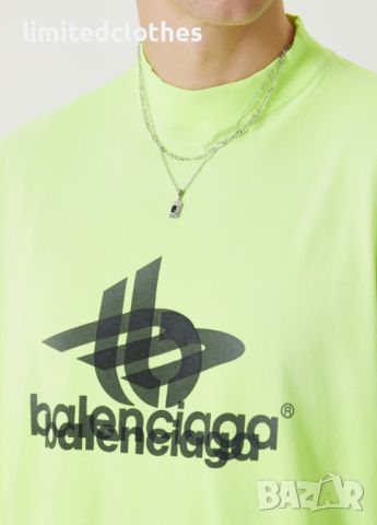 BALENCIAGA Neon Layered Sports Logo Print Oversized Мъжка / Дамска Тениска size 2 (L), снимка 5 - Тениски - 46031055