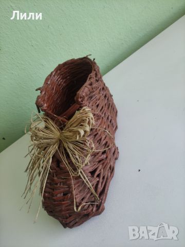 Плетена кашпа обувка , снимка 2 - Други - 45279284