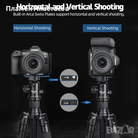 Nitze L-скоба за фотоапарати Canon R6 Mark II / R6 / R5 / R5 C – Arca-Swiss бързо освобождаване, снимка 6 - Чанти, стативи, аксесоари - 52976255