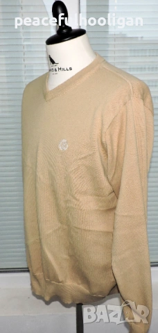 Henri Lloyd Mens Light Beige V-Neck Long Sleeve Cotton Casual Jumper Size Large, снимка 8 - Пуловери - 53392836