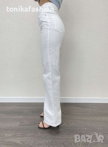 Бели дънки с широк крачол , снимка 3 - Дънки - 45695550