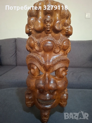 Африканска дървена маска, снимка 6 - Статуетки - 51892527