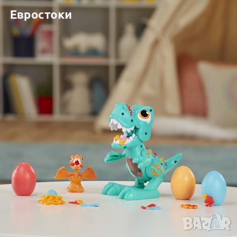 Играчка Play-Doh Dino Crew Crunchin' T-Rex за деца на 3 и повече години със забавни звуци на динозав, снимка 4 - Играчки за стая - 45919154