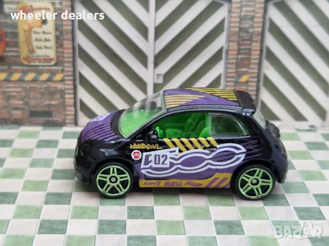 Метална количка Fiat 500 черен, Hot Wheels, снимка 5 - Колекции - 50141985