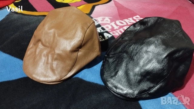 Кожени каскети в 2 цвята, снимка 4 - Шапки - 52886219