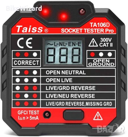 Taiss Тестер за ток, Тестер за контакти с индикатор за напрежение LCD дисплей 48-250V НОВ, снимка 1 - Други инструменти - 46615940