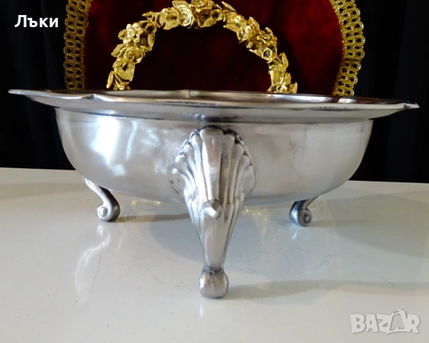 Викторианска калаена фруктиера,съд за сервиране 1.2 кг., снимка 3 - Антикварни и старинни предмети - 53650330