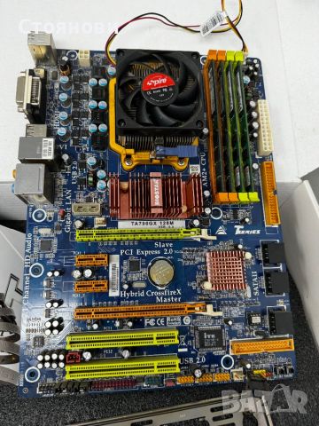 Mainboard Biostar Hybrid Crossfire X TA790GX 128M 2.0 / RJ 325 +CPU INTEL +RAM, снимка 12 - Дънни платки - 46565711