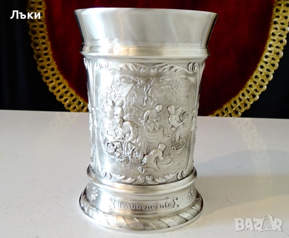 Калаена халба,чаша с Гроздобер,Дърводобив,Стригане на овце. , снимка 4 - Антикварни и старинни предмети - 52216078