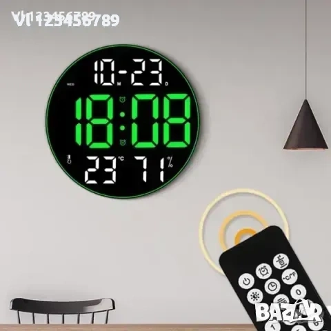 LED стенен часовник DS-3813L с време, седмица, температура, влажност+дистанционно 