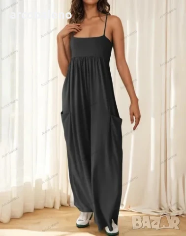 Дамски ежедневен гащеризон без ръкави с квадратно деколте и широки крачоли, 6цвята , снимка 10 - Гащеризони - 51239950