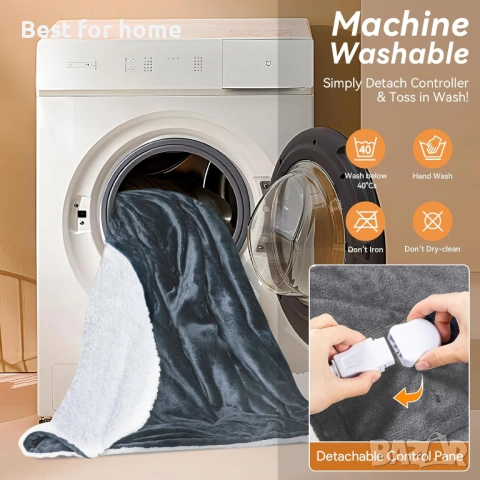 Електрическо отопляемо одеяло Olycism 200x180 см. с 9 нива на нагряване , снимка 4 - Олекотени завивки и одеяла - 53537649