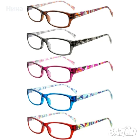 5 чифта очила за четене, стилни рамки с шарка, модни дамски очила за жени, +0.5, снимка 4 - Слънчеви и диоптрични очила - 51423534
