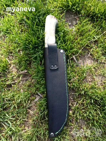 Ловджийски нож с дръжка от еленов рог и стомана 440 C , снимка 4 - Ножове - 49716197
