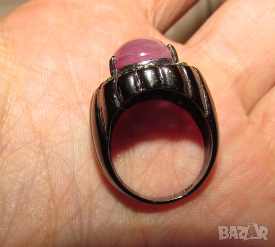 925 сребърен пръстен с рубин размер 15x10мм, тегло 7.9гр., снимка 6 - Пръстени - 46410757