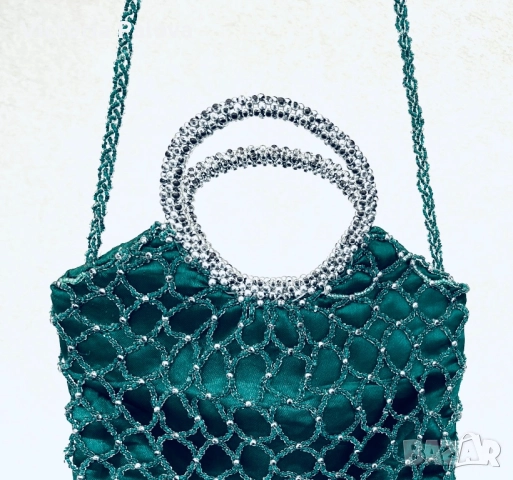 Луксозна изумрудена чанта - хитът на годината, снимка 7 - Чанти - 52668907