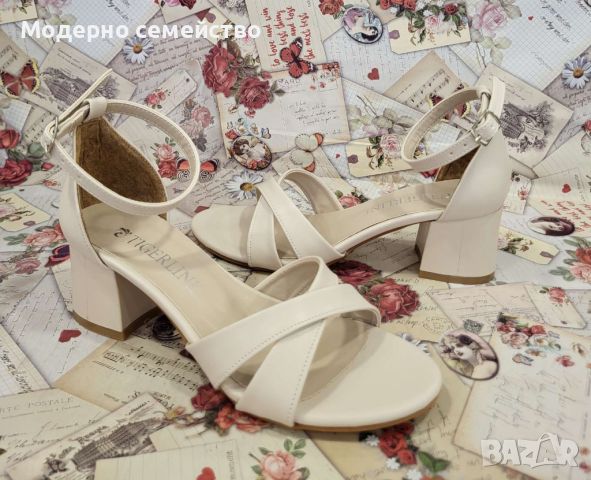 Дамски елегантни сандали в бяло, снимка 1 - Сандали - 45707881