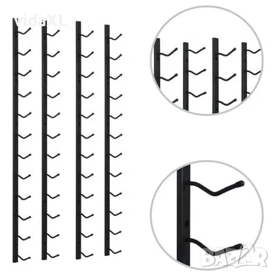 vidaXL Стойки за вино за 12 бутилки стенен монтаж 2 бр черни желязо(SKU:282467), снимка 3 - Други стоки за дома - 48128679