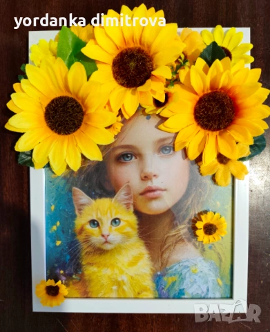 Специално за осми март. Рамка с изкуствени цветя. , снимка 7 - Картини - 49504988