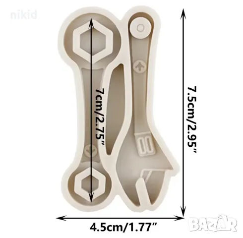 2 бр гаечен ключ инструменти силиконов молд форма за декорация фондан смола ключодържател , снимка 3 - Форми - 36263742