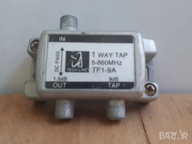 TECH-LINE 1 way tap 5-8600MHz TF1-9A за коаксиални кабели, снимка 1 - Друга електроника - 46938902