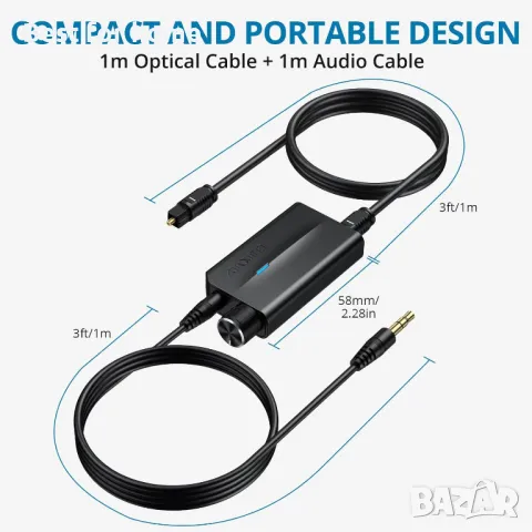 AUTOUTLET 192kHz DAC оптичен към 3,5 mm  аудио конвертор, снимка 3 - Други - 48772399