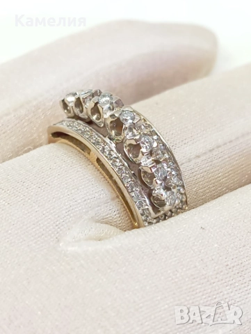 Златен пръстен с брилианти. , снимка 6 - Пръстени - 52776319