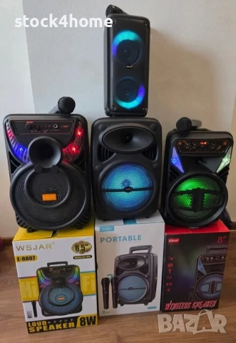 Преносима караоке тонколона с микрофон , 8W, RGB LED светлини, ДУ, Bluetooth, USB порт, TF/SD слот