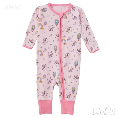 Бебешки гащеризон ромпър памук розов еднорог_1256502