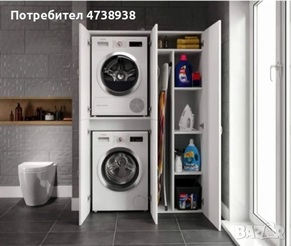 Шкаф за пералня и сушилня с място на маса гледане