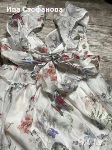  кокетна дълга женствена романтична 100% вискоза елегантна рокля флорален принт цветя волани къдри , снимка 12 - Рокли - 51801473