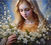 Диамантен гоблен Момиче с цветя, снимка 1 - Гоблени - 45924671