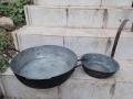 Стар меден тиган и медна тава с дръжки, снимка 1
