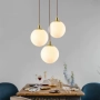 Висяща лампа глобус „Opal Globe“ – стъклена сфера с меко дифузно осветление и метални акценти, снимка 4