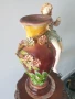 майолика ваза 44см-3кг/еротика/фигурална френска керамична ваза с релефни цветя и голо момиче, снимка 3