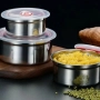 Комплект от три броя кутии за съхранение от неръждаема стомана с пластмасови капаци, снимка 2