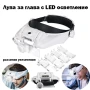 Мощна професионална увеличителна лупа за глава часовникарска с лед осветление лампа бродиране шиене, снимка 1